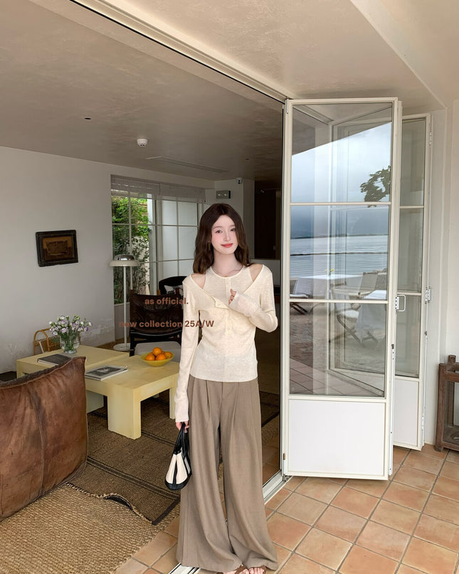 AS OFFICIAL Trendy Wide-Leg Tailored Trousers