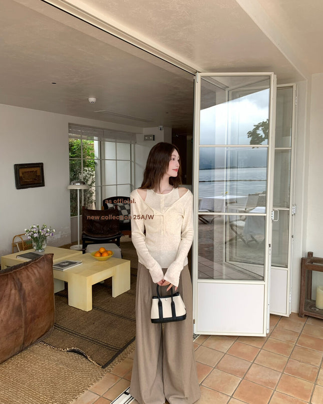 AS OFFICIAL Trendy Wide-Leg Tailored Trousers