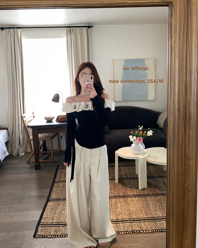 AS OFFICIAL Trendy Wide-Leg Tailored Trousers