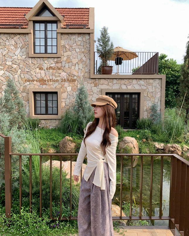 AS OFFICIAL Off-Shoulder Tie-Waist Tee