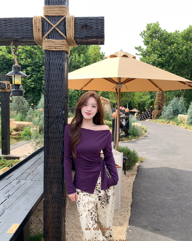 AS OFFICIAL Off-Shoulder Tie-Waist Tee