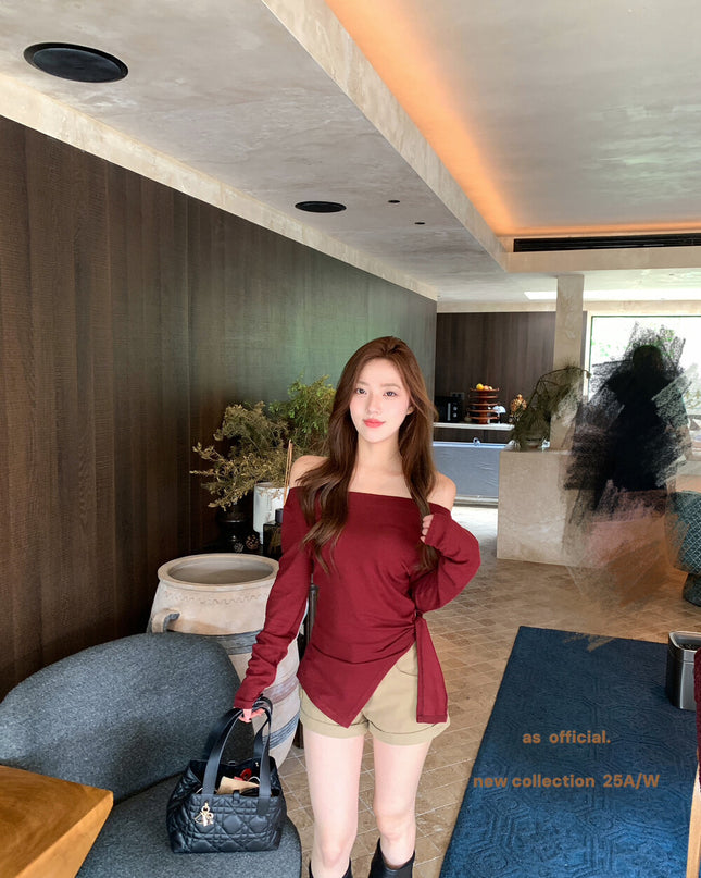AS OFFICIAL Off-Shoulder Tie-Waist Tee