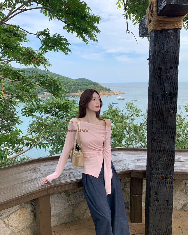 AS OFFICIAL Off-Shoulder Tie-Waist Tee