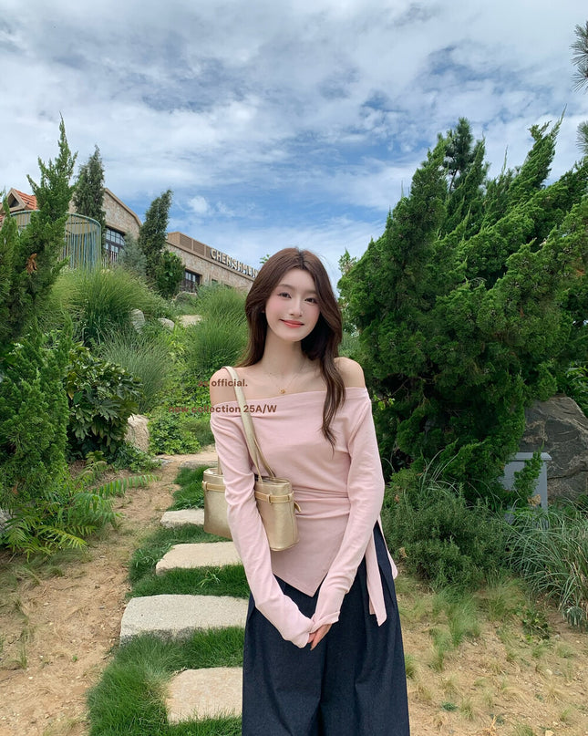 AS OFFICIAL Off-Shoulder Tie-Waist Tee