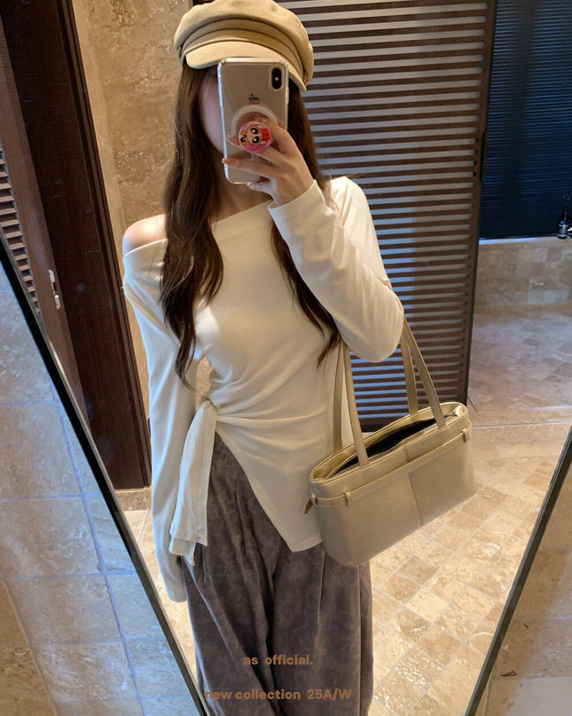 AS OFFICIAL Off-Shoulder Tie-Waist Tee