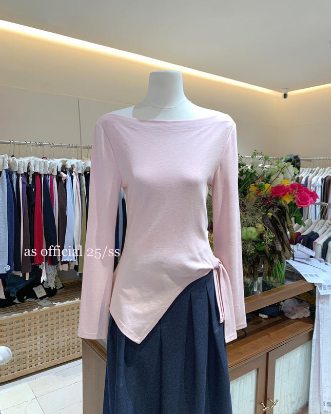 AS OFFICIAL Off-Shoulder Tie-Waist Tee