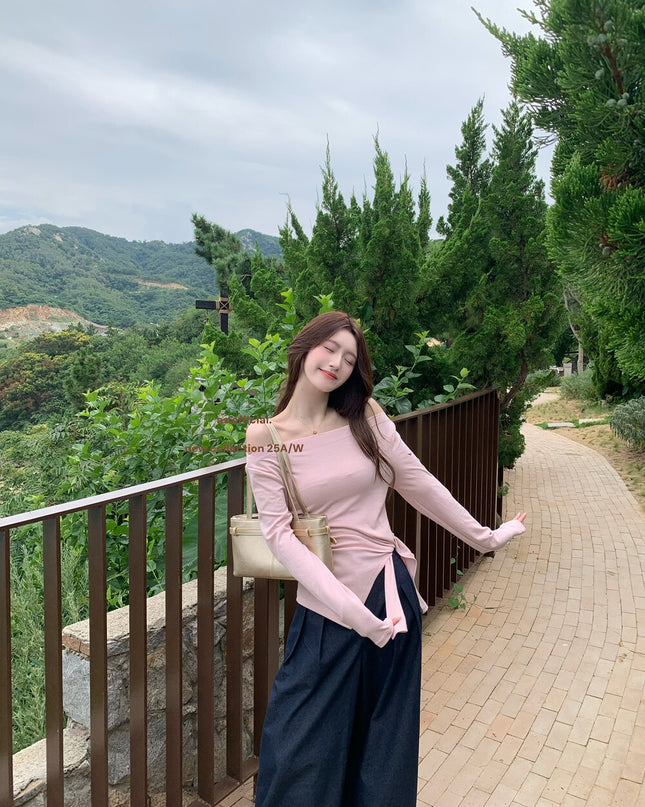 AS OFFICIAL Off-Shoulder Tie-Waist Tee