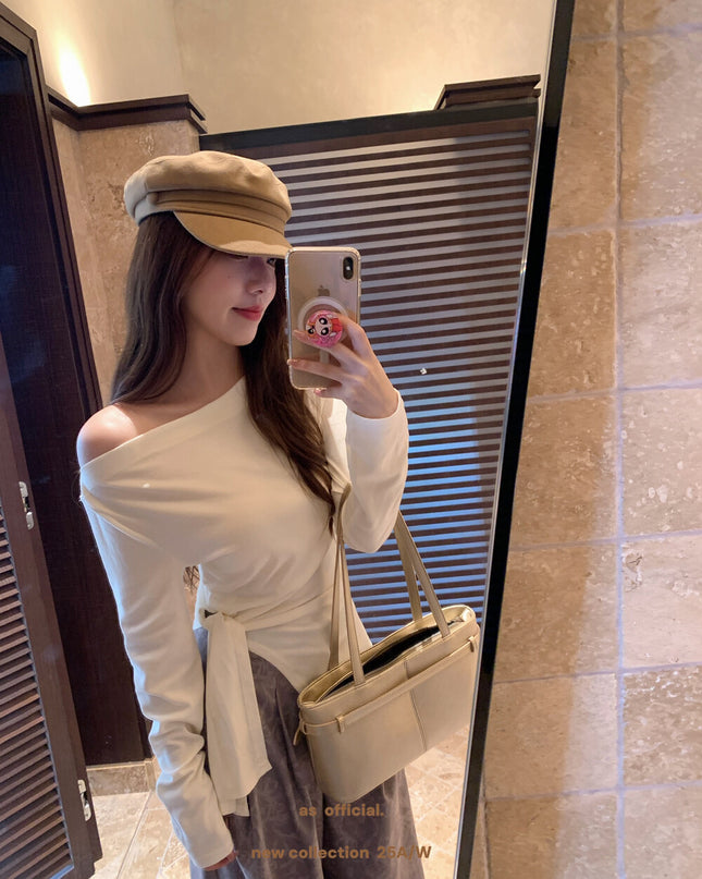 AS OFFICIAL Off-Shoulder Tie-Waist Tee