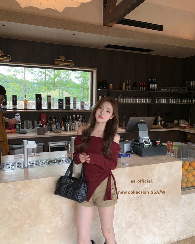 AS OFFICIAL Off-Shoulder Tie-Waist Tee