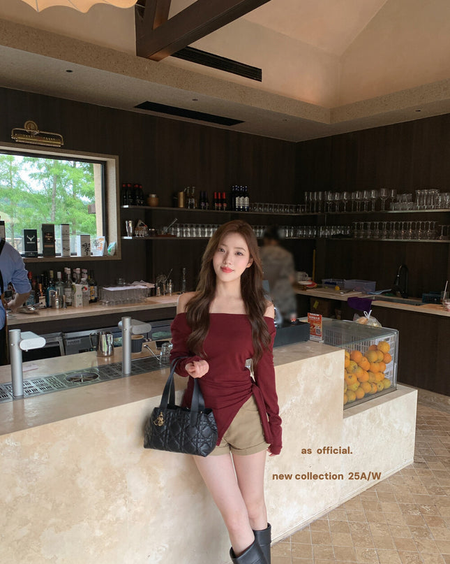 AS OFFICIAL Off-Shoulder Tie-Waist Tee