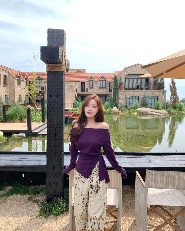 AS OFFICIAL Off-Shoulder Tie-Waist Tee