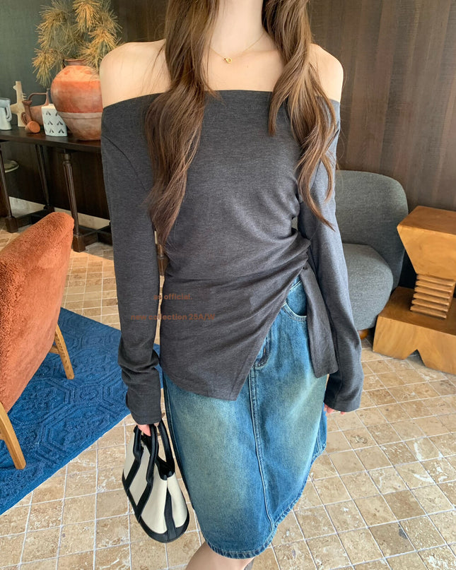 AS OFFICIAL Off-Shoulder Tie-Waist Tee