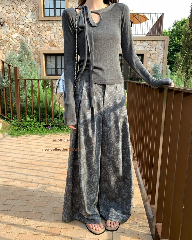 AS OFFICIAL Cutout Bow Tie Knit Top (Wool Blend)