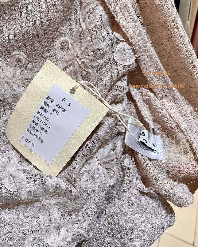 AS OFFICIAL Lace Pleated Bustier + Jacquard Embroidered Cardigan Set