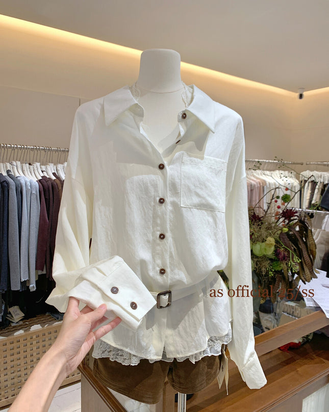 AS OFFICIAL Low-Rise Belted Shirt