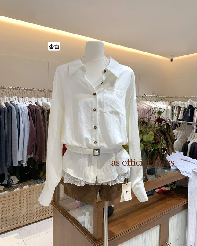 AS OFFICIAL Low-Rise Belted Shirt