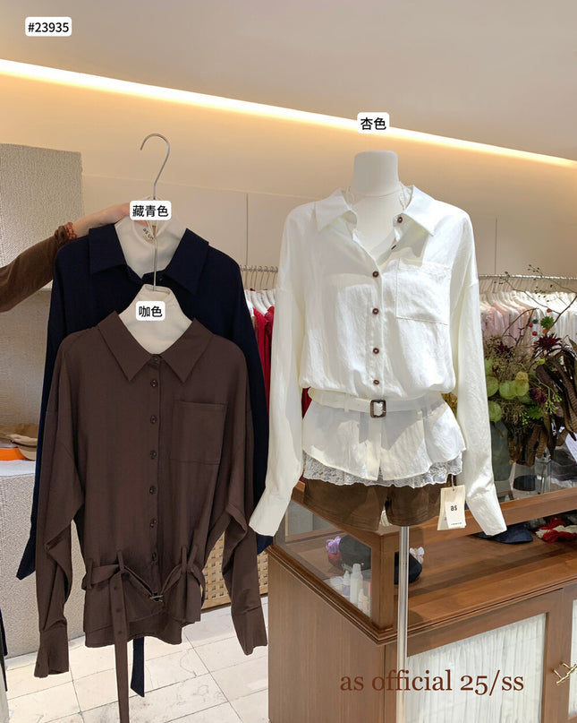 AS OFFICIAL Low-Rise Belted Shirt