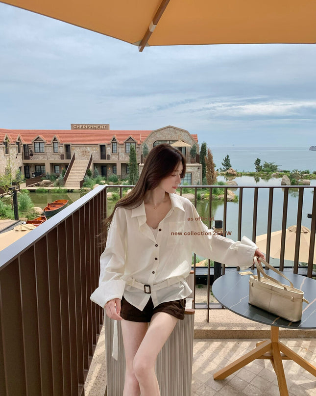 AS OFFICIAL Low-Rise Belted Shirt