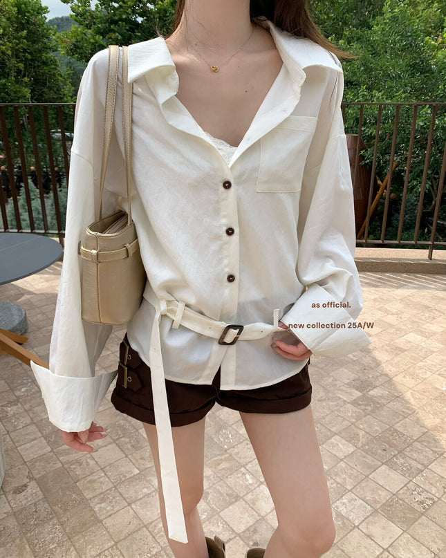 AS OFFICIAL Low-Rise Belted Shirt