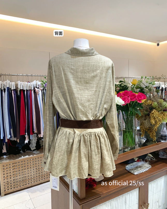 AS OFFICIAL Polo Collar Shirt Dress with Belt