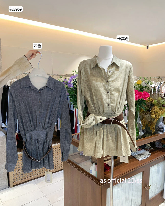 AS OFFICIAL Polo Collar Shirt Dress with Belt