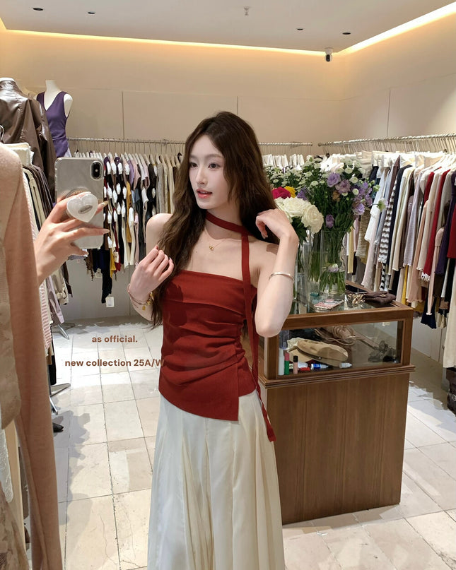 AS OFFICIAL Pleated Bandeau Top with Strap