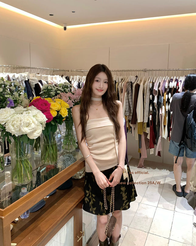 AS OFFICIAL Pleated Bandeau Top with Strap