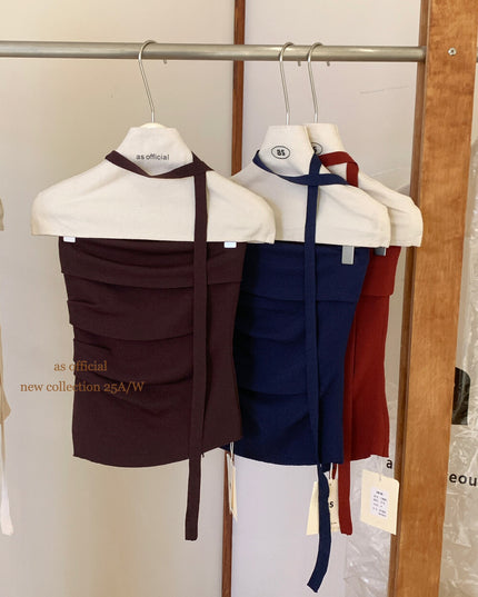 AS OFFICIAL Pleated Bandeau Top with Strap