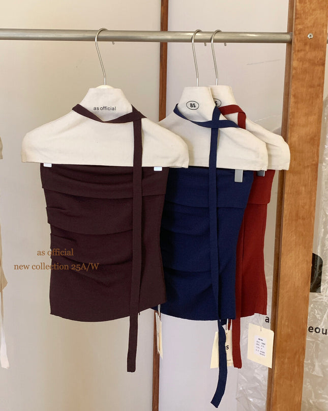 AS OFFICIAL Pleated Bandeau Top with Strap