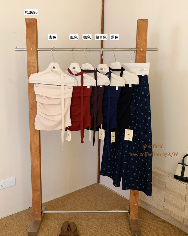 AS OFFICIAL Pleated Bandeau Top with Strap