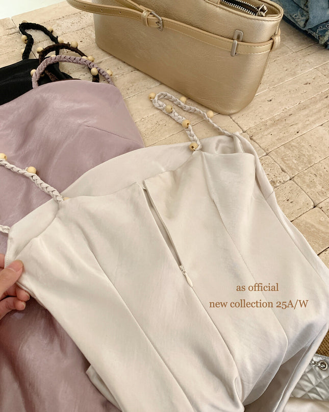 AS OFFICIAL Satin Cowl Neck Maxi Dress with Pearl Sheen