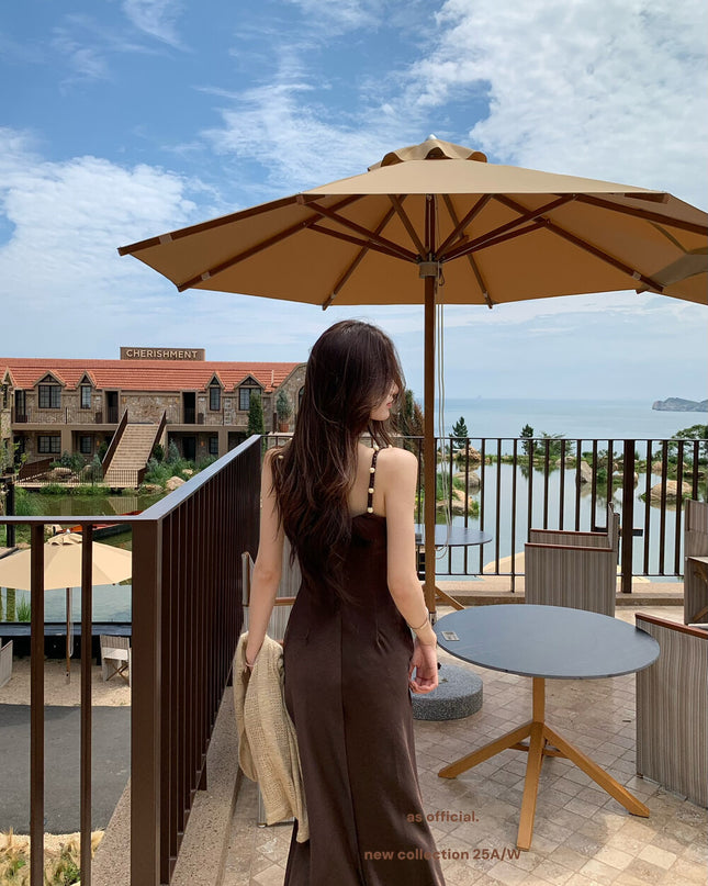 AS OFFICIAL Satin Cowl Neck Maxi Dress with Pearl Sheen