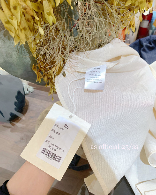 AS OFFICIAL Ruffled High-Neck Tie Blouse
