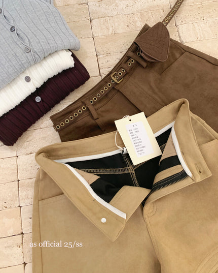 AS OFFICIAL Vintage Suede Belted Shorts