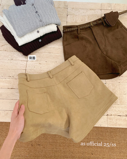 AS OFFICIAL Vintage Suede Belted Shorts