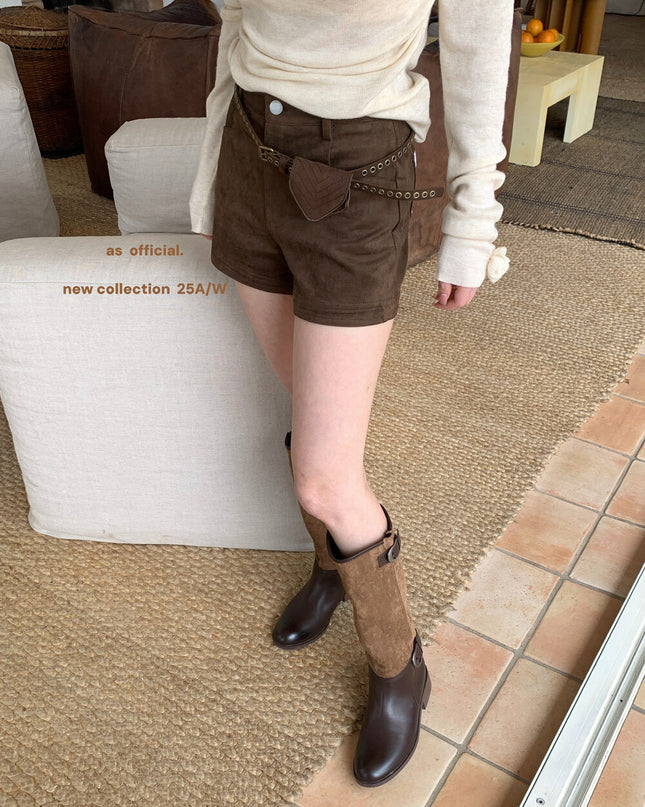 AS OFFICIAL Vintage Suede Belted Shorts