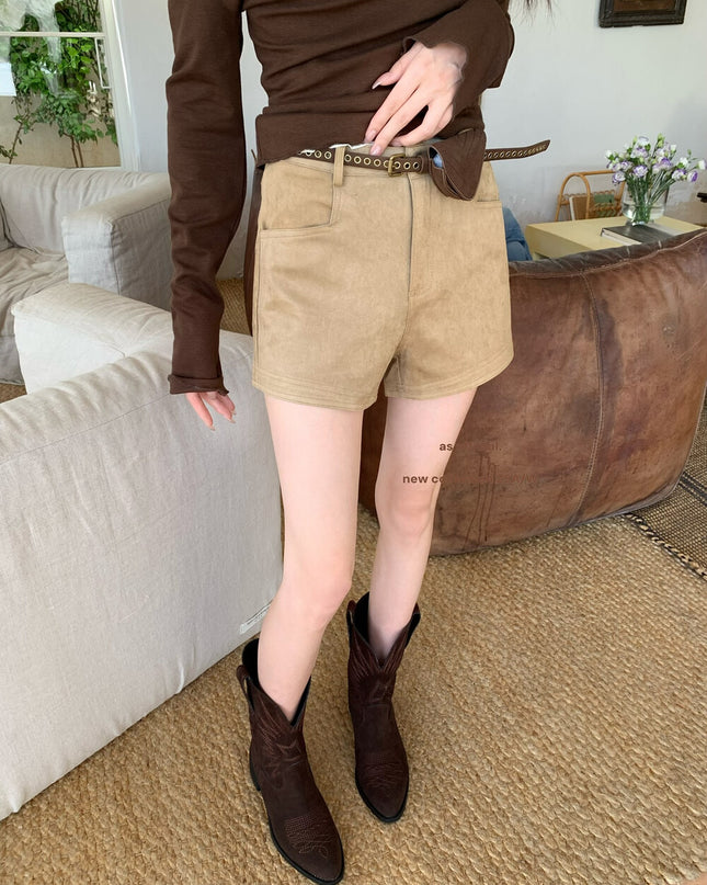 AS OFFICIAL Vintage Suede Belted Shorts