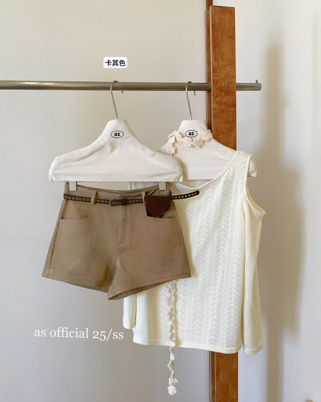 AS OFFICIAL Vintage Suede Belted Shorts