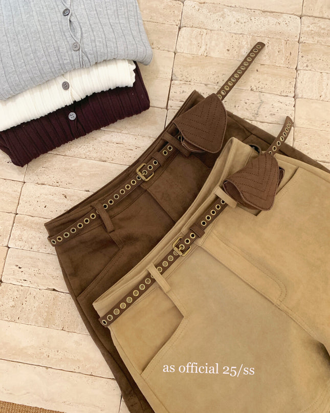 AS OFFICIAL Vintage Suede Belted Shorts