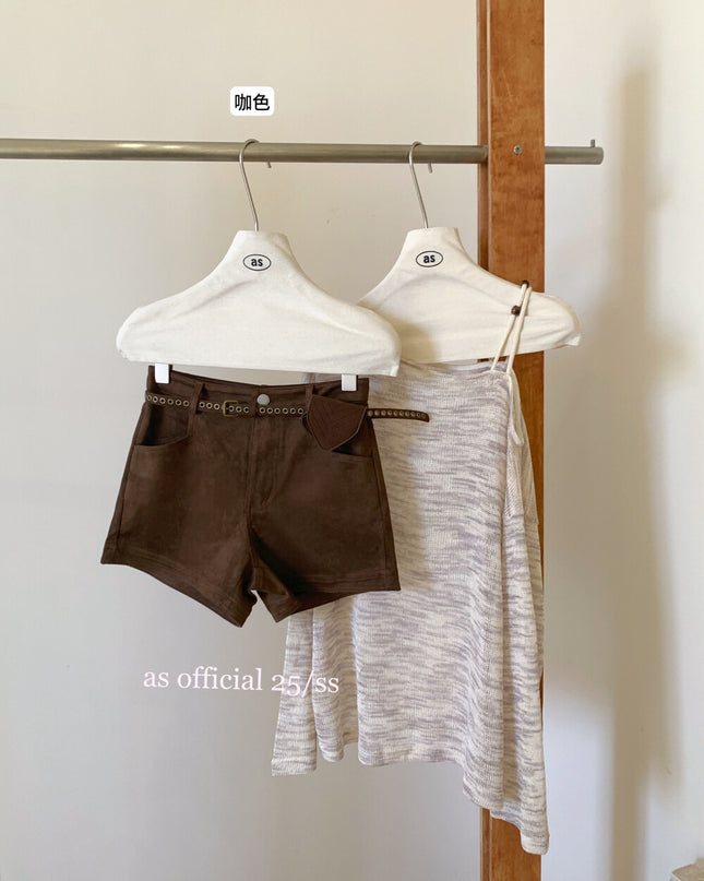 AS OFFICIAL Vintage Suede Belted Shorts