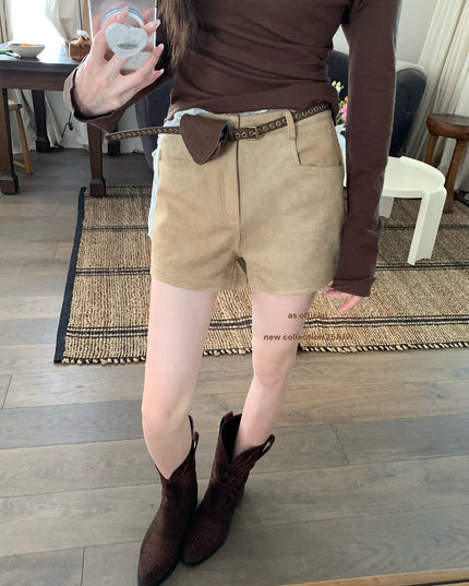 AS OFFICIAL Vintage Suede Belted Shorts