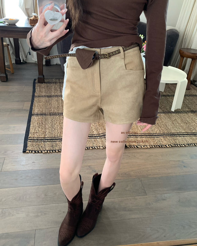 AS OFFICIAL Vintage Suede Belted Shorts