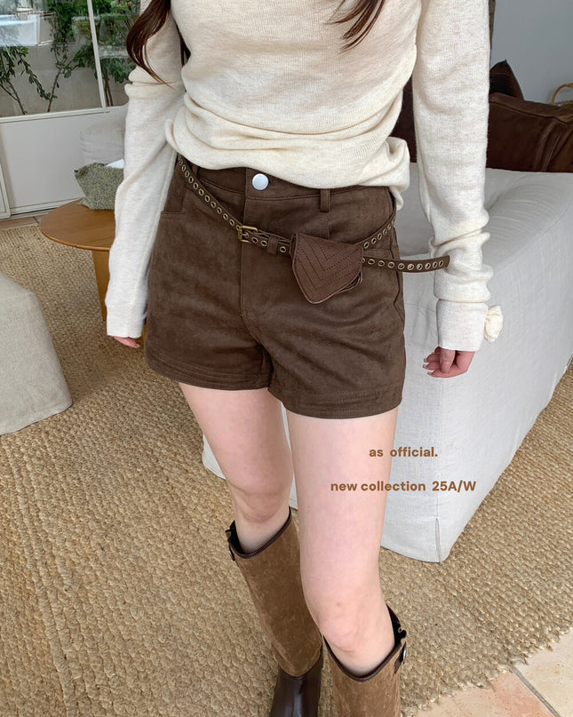 AS OFFICIAL Vintage Suede Belted Shorts