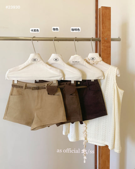 AS OFFICIAL Vintage Suede Belted Shorts