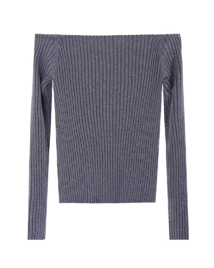 AIXILI 3D Rose Off-Shoulder Knit Top with Wool Blend