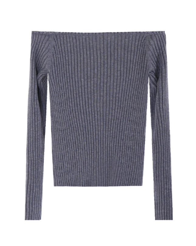 AIXILI 3D Rose Off-Shoulder Knit Top with Wool Blend