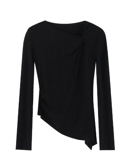 AIXILI Twist-Knot Asym Hem Slim Fit Knit Top