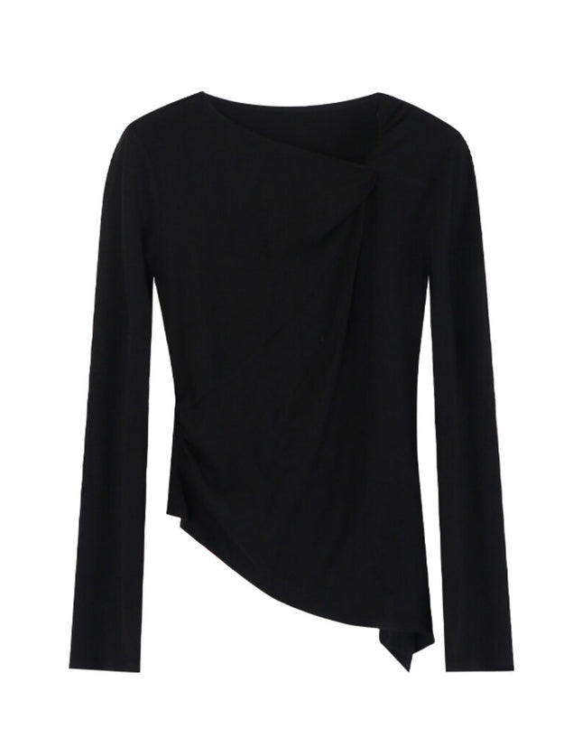 AIXILI Twist-Knot Asym Hem Slim Fit Knit Top