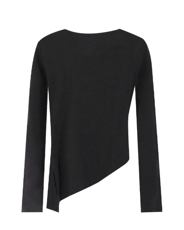 AIXILI Twist-Knot Asym Hem Slim Fit Knit Top