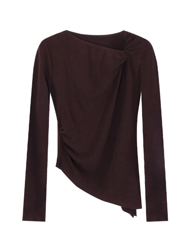 AIXILI Twist-Knot Asym Hem Slim Fit Knit Top